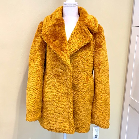 French Connection Jackets & Blazers - French Connection vegan orange faux fur coat S